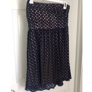 Strapless knit blue dress